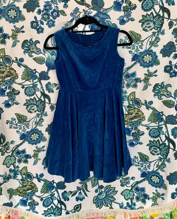 Blue Velvet Handmade 1950s 1960s Dress