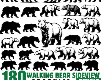 Bear SVG walking Bear Silhouettebundle cut files for Cricut laser crafts instant downloads