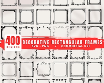 Decorative Rectangular Frames bundleS SVG Elegant Border Frame Designs for Cricut Laser Craft Projects instant downloads