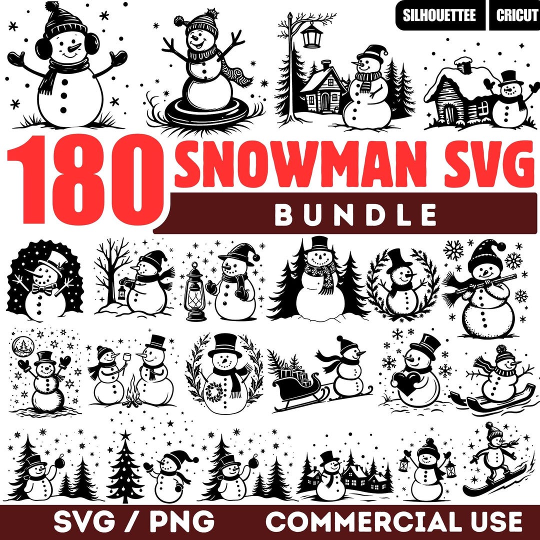Snowman SVG Bundle: Winter Cut Files for Cricut (digital Download) - Etsy