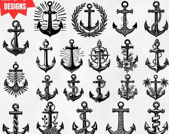 200 Anchor SVG bundles Nautical Anchor Clipart Cut Files for Cricut Silhouette Laser Cut Files instant downloads