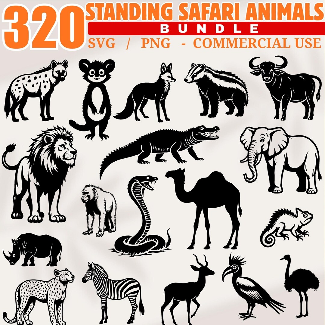 Safari Animals Standing Bundle SVG for Cricut Crafts Shirts Decals ...