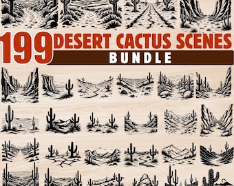 Desert Cactus Scenes Bundle SVG PNG DXF Cricut Laser Craft Art instant downloads
