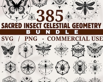 Sacred Insect Celestial Geometry Bundle SVG for Mystical Art Crafts Laser Projects instant downloads