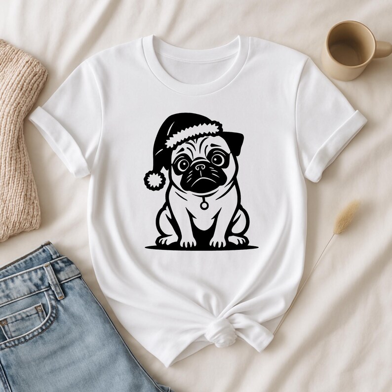 Pug With Santa Hat Bundles Festive Dog Christmas SVG Designs for Crafts ...