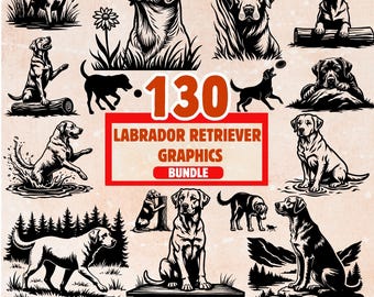 Labrador Retriever Graphics Bundle (svg, png, pdf, dxf) (Digital Download)