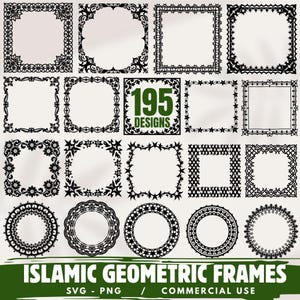 195 Islamic Geometric Frames bundles elegant arabic pattern border SVG for Cricut laser decor instant downloads