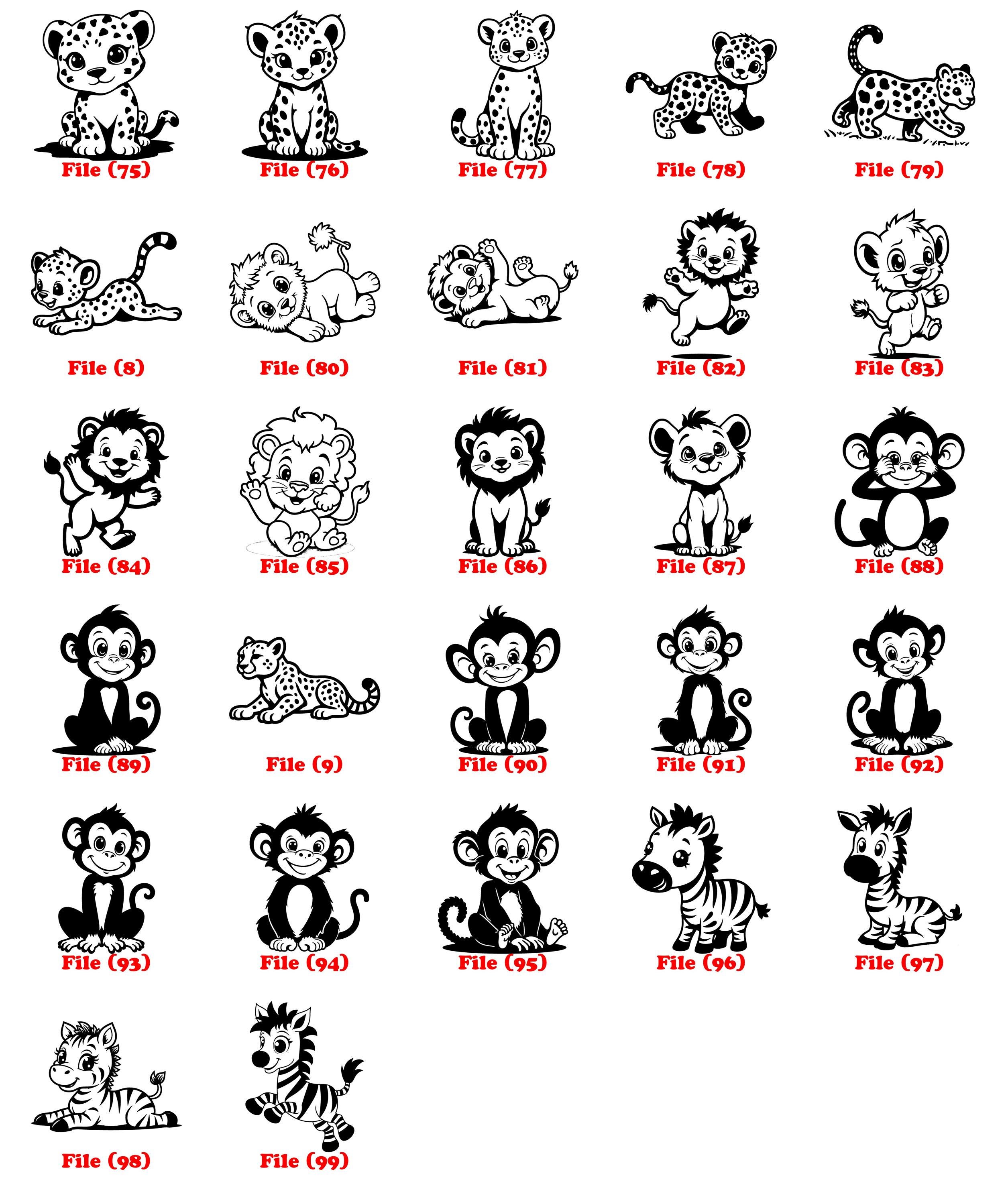 Cute Baby Safari Animals SVG Bundle - Adorable Jungle Animal Designs ...