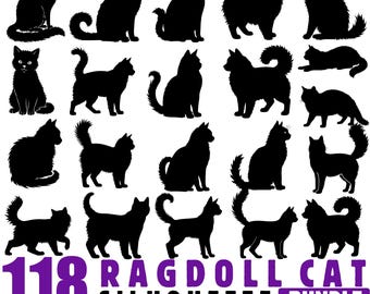 Ragdoll Silhouette bundle SVG cut files for Cricut laser crafts instant downloads