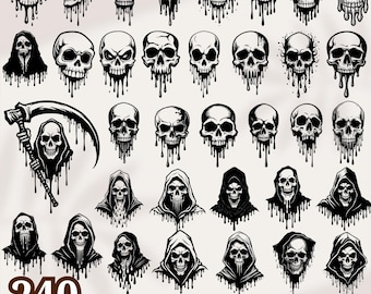 240 Dripping Skulls and  Grim Reaper Bundles for Cricut & Laser Cutting | Dark, Edgy Designs, Instant Downloads