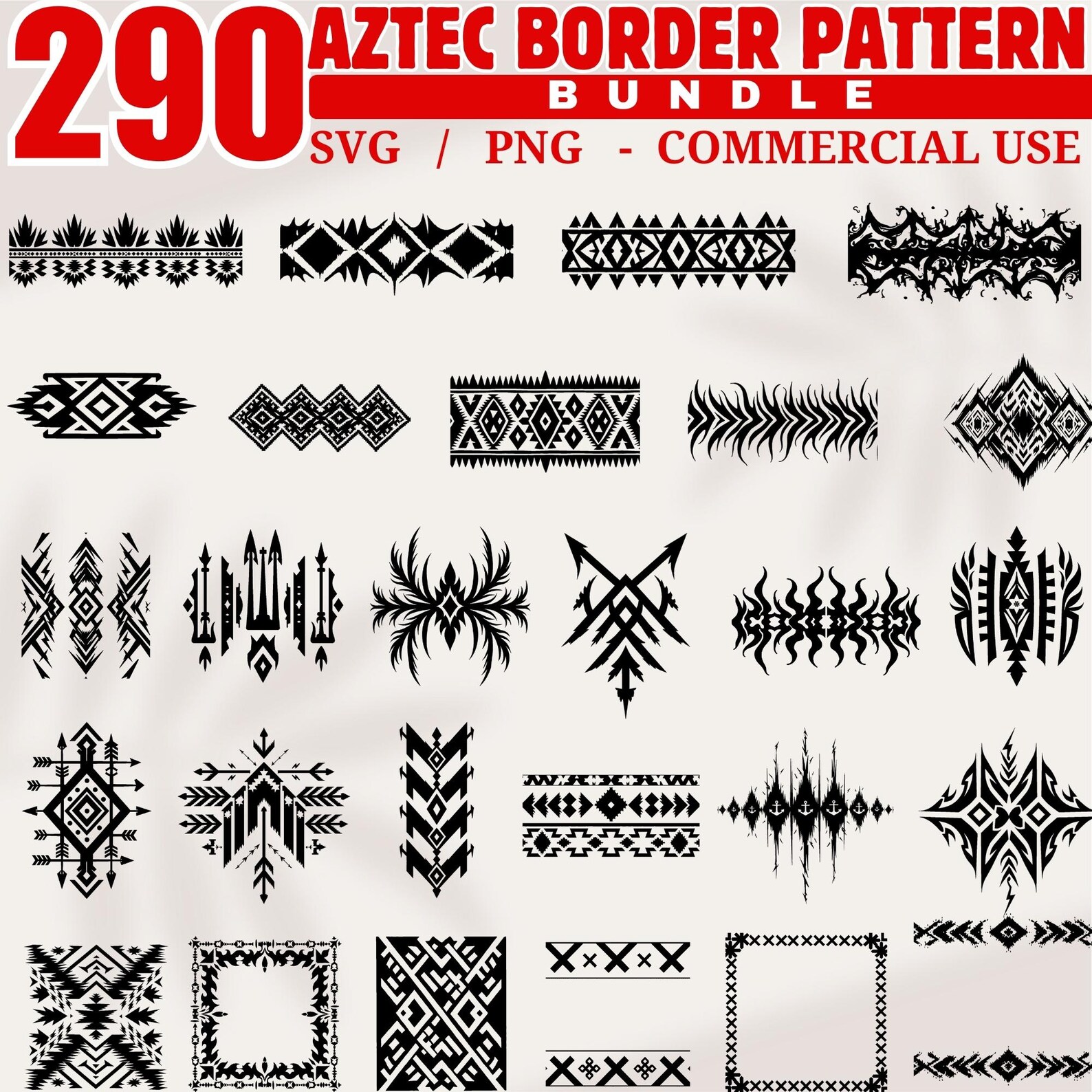 Aztec Border Pattern Devider Bundle Tribal Vector Dividers for Craft ...