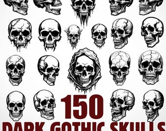 Dark Gothic Skulls bundle SVG cut files for Cricut laser crafts instant downloads