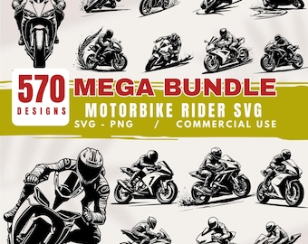 570 Mega Bundle Motorbike Rider SVG Bundles Biker Silhouette Designs for Cricut Shirts Decals Crafts instant downloads