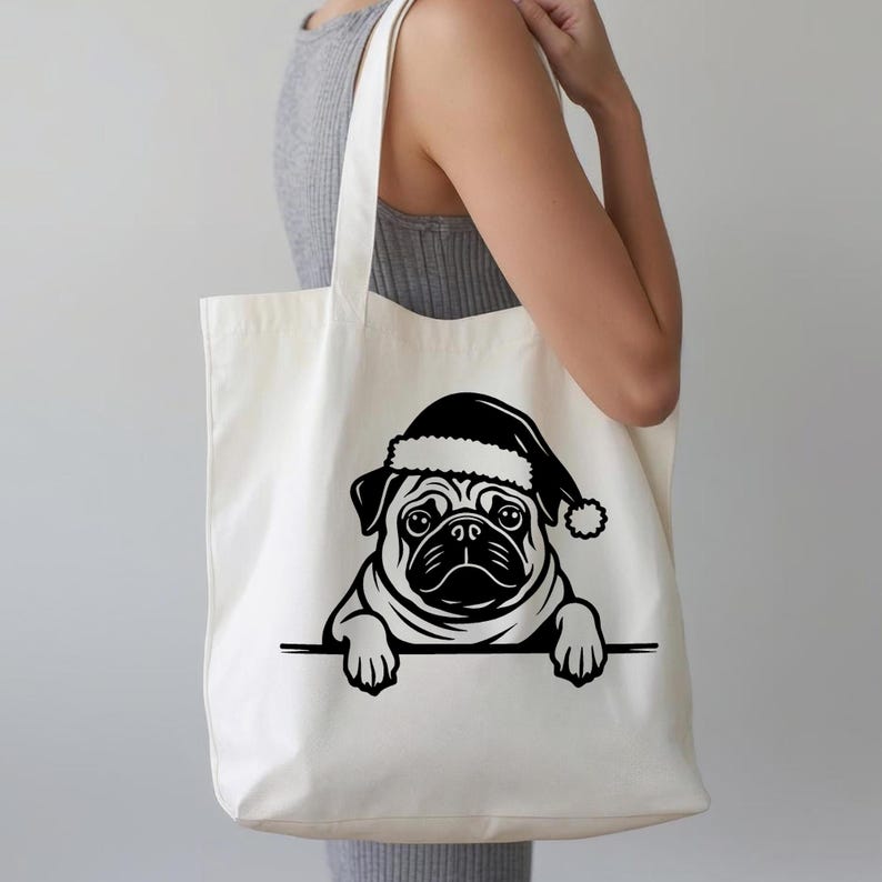Pug With Santa Hat Bundles Festive Dog Christmas SVG Designs for Crafts ...