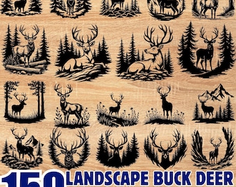 150 Landscape Buck Deer SVG Laser Engrave Files Bundle (Instant Download)