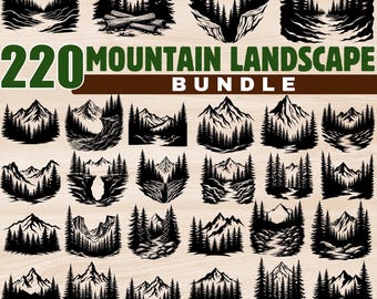 Mountain forest scene bundle SVG nature artwork rustic crafts laser cutting decor instant downloads
