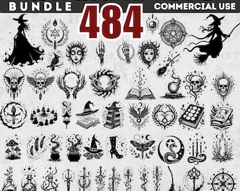 Witchcraft SVG Clipart Bundle, Mystical Symbols (Digital Download)