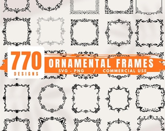 Elegant Ornamental Frames Bundles SVG Designs for Cricut, Laser Crafts and Engraving instant downloads