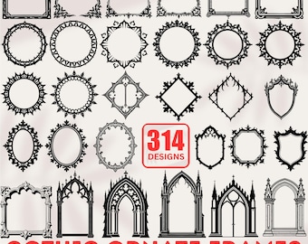 314 Gothic Ornate Frames Bundles SVG Vintage Baroque Border Cut Files for Cricut Laser instant downloads