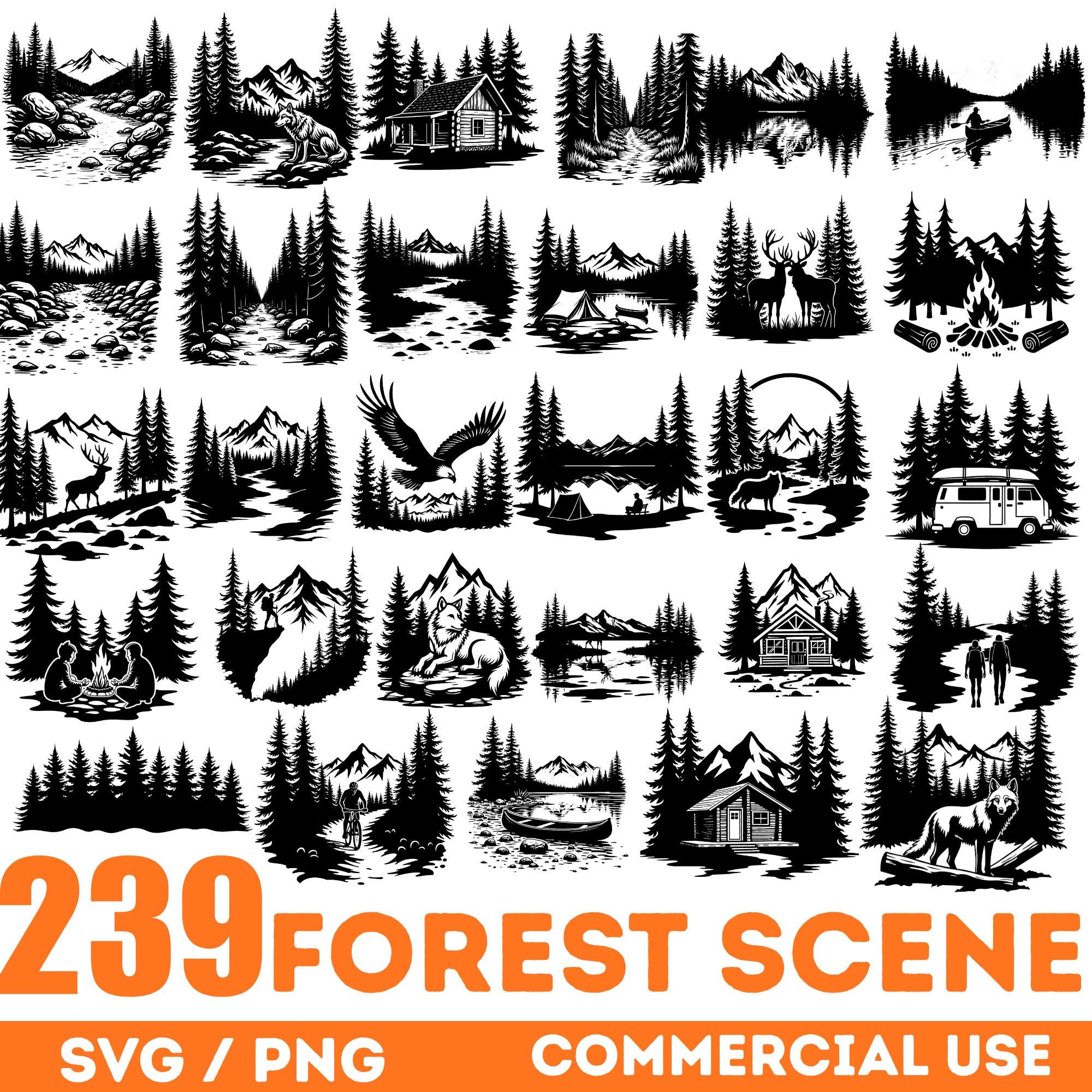 Forest Scene SVG Bundle | Nature Landscape Designs (digital Download ...