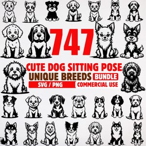 Cute Dog SVG Sitting Pose Complete Breeds Bundle | Dog Clipart for Cricut Crafts | Pet Silhouette | Puppy Cutting Files | instant downloads