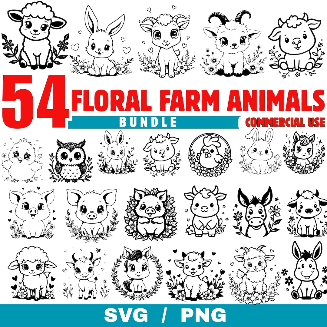 Cute Farm Animals Bundle Svg Png Pdf Dxf Files – Perfect for Cricut and ...