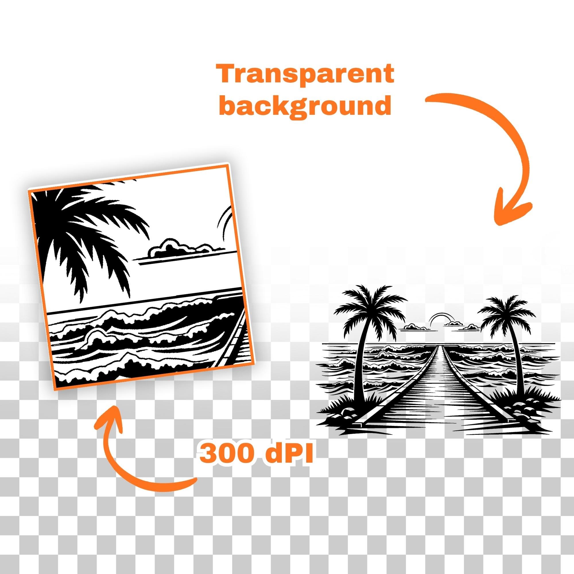 Tropical Beach Landscapes SVG Bundle: Ocean, Palm Tree Designs (248 ...