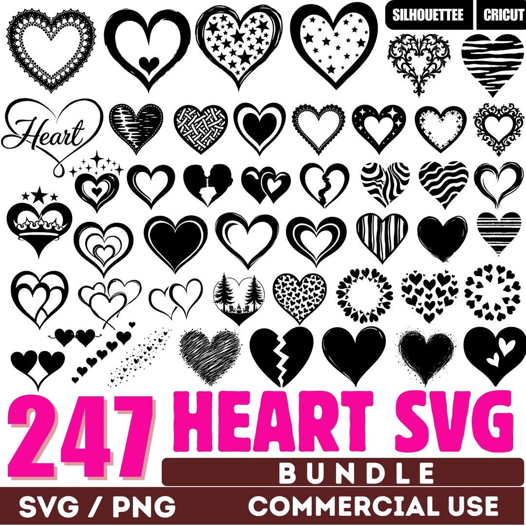 Heart SVG Bundle: Romantic Cut Files for Cricut (digital Download) - Etsy