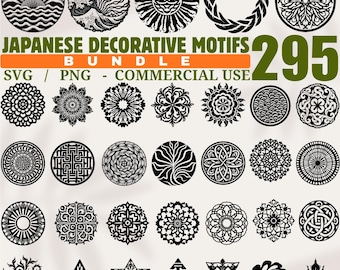 Japanese Decorative Motifs Bundle SVG Traditional Pattern Elements for Crafts Commercial Use instant downloads
