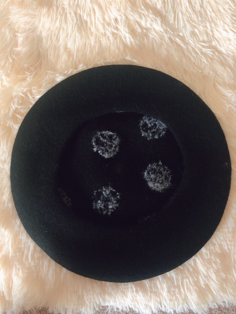 100/% wool beret hat beret winter hat black beret vintage beret Polka dots beret hat polka dots white beret gift for girl