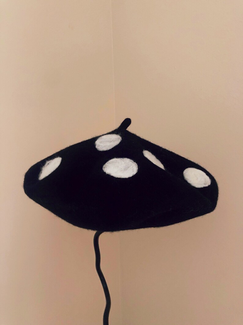 100/% wool beret hat beret winter hat black beret vintage beret Polka dots beret hat polka dots white beret gift for girl
