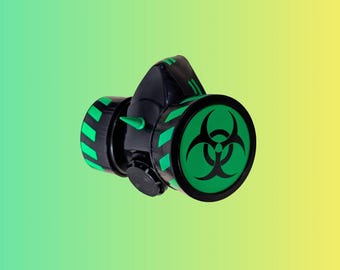 Cyber Mask NEON green and black biohazard spiked cybergoth cyber mask cyberpunk respirator mask face mask cyber goth style