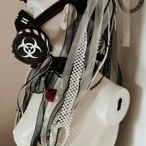 SET Cyberlox+Goggles+Gas Mask cybergoth cosplay dreads industrial dark