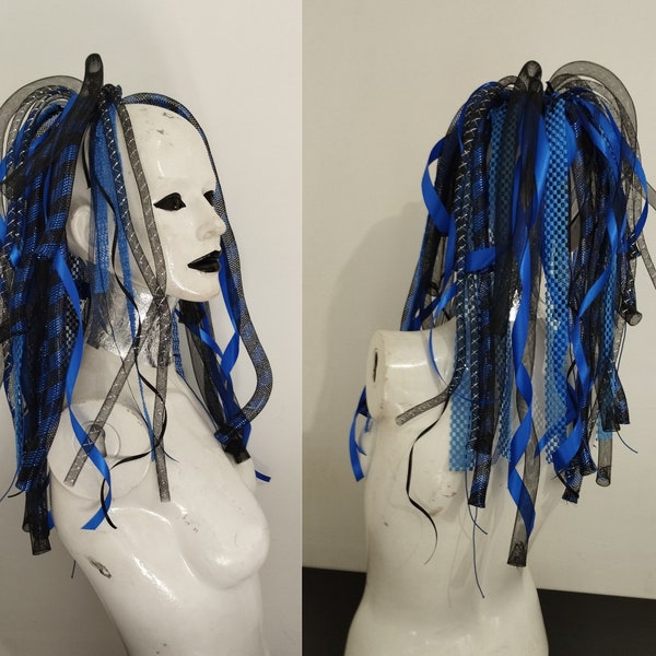 Blue/Black Cyberlox Ponytail cyberghot dread dreadlocks cosplay