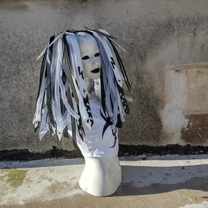 Cyberlox White and black beautiful cyberlox ready to ship dread goth hair falls lox futuristic cybergoth wig