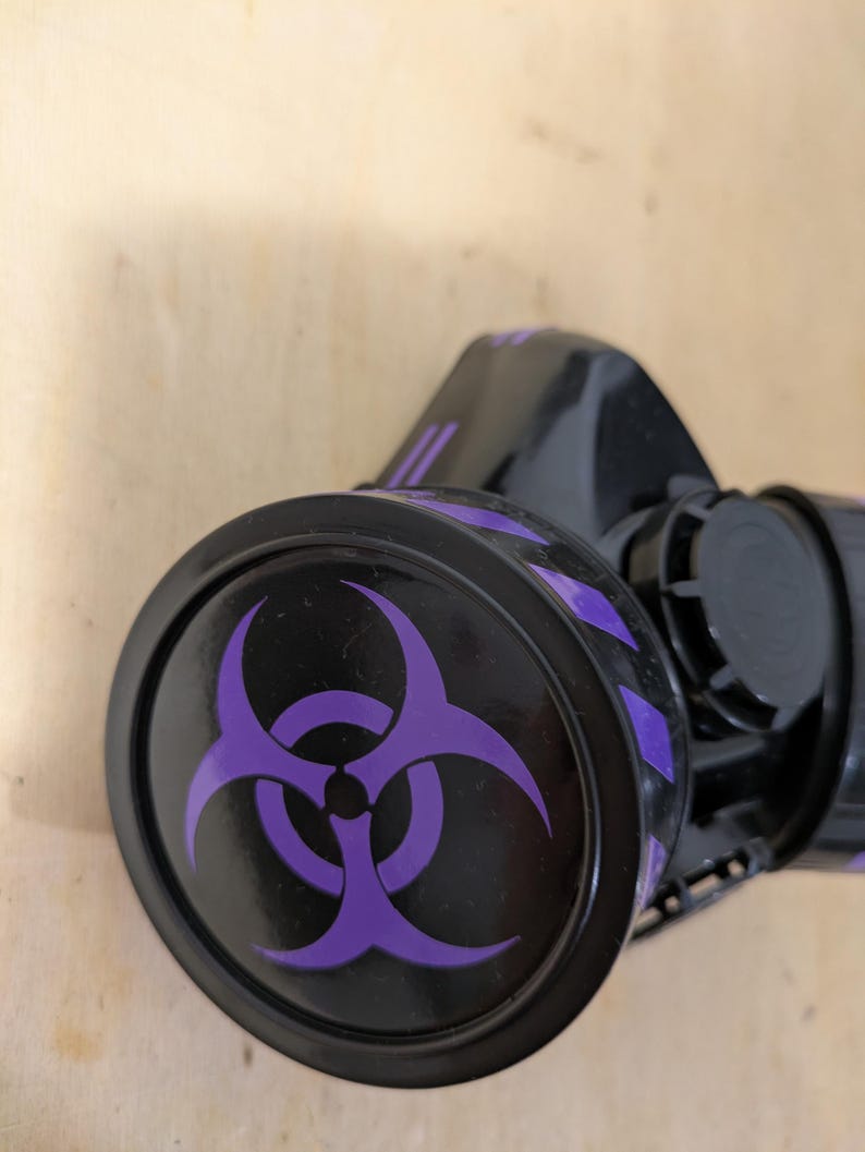 Black/Purple biohazard festival cybergoth futuristic Toy mask respirator cyber goth urban cyberpunk ravefashion GasMask immagine 5