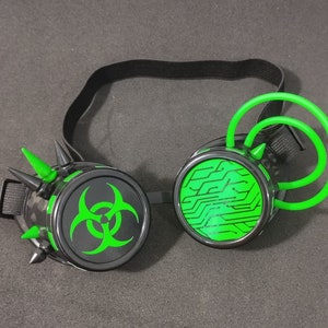 NEON green and Black cybergoth swimming goggle with totally customization lenses eyeglasses cosplay Cybergoth Cyber festival