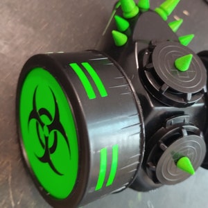 Cyber Mask NEON green and black biohazard spiked cybergoth cyber mask cyberpunk respirator mask face mask cyber goth style