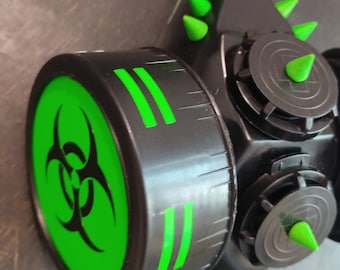 Cyber Mask NEON green and black biohazard spiked cybergoth cyber cyberpunk respirator  cyber goth style GasMask
