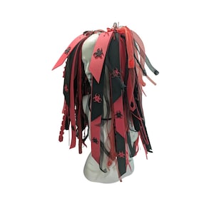 Red and black beautiful cyberlox biohazard geometric ready to ship dread hair falls cybergoth wig Cosplay festival