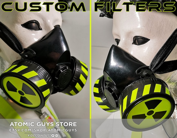 Masque à gaz nucléaire jaune et noir masque facial cyber goth