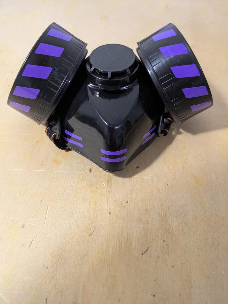 Black/Purple biohazard festival cybergoth futuristic Toy mask respirator cyber goth urban cyberpunk ravefashion GasMask immagine 6