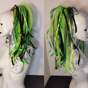 Black/Green/Neon Green Cyberlox Ponytail wig cyberghot dread dreadlocks Cosplay dread cyber goth SINGLE HORSE TAIL