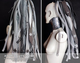 Cyberlox Biohazard silver, white, gray and black cyberlox Cosplay urban SINGLE TAIL festival