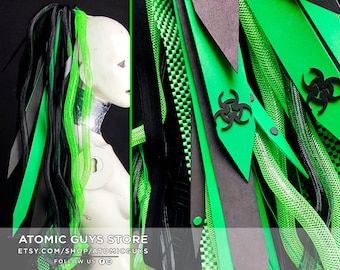 Biohazard green and black cyberlox cybergoth urban cosplay dread cyberghot festival