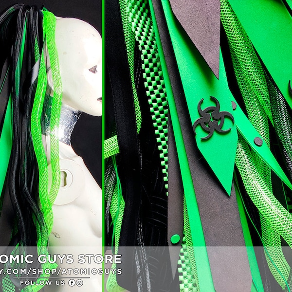 Biohazard cyberlox vert et noir cybergoth cosplay urbain dread cyberghot