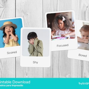 Flashcards sur les émotions réelles des enfants | Bébés et tout-petits | Photos | Images | Imprimable | 20 cartes | Outil d'apprentissage | Aligné Montessori | Anglais