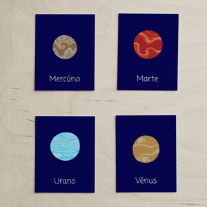 Cartões de planetas em Português | Bebés e crianças | Flashcards + Posters | Sistema solar | Flashcards | Portuguese | Montessori aligned image 2