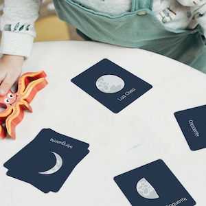 Cartões da lua en portugais | Bébés et crianças | Flashcards + Affiches | Lua | Flashcards | portugais | Portugais