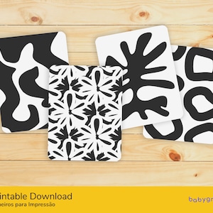 High Contrast Printable Flashcards for Babies |  Black and White | Montessori Aligned | Cartões de Alto Contraste para bebés